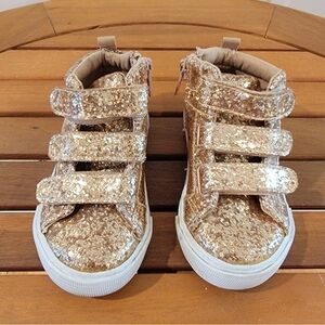 Gap Rose Gold Glitter Hi Top Velcro Sneakers Toddler 7